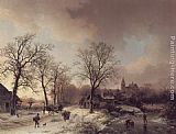Figures in a Winter Landscape by Barend Cornelis Koekkoek